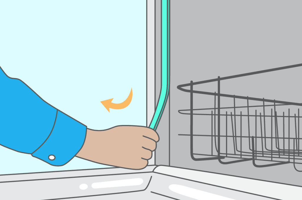 person removing a dishwasher door seal