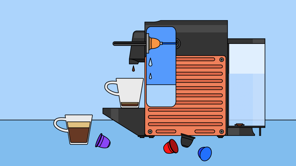 Café de la machine Nespresso qui coule à l